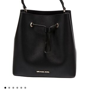 !!Like New!!Michael Kors Black Shoulder Bag with Drawstring Closure and Strap!